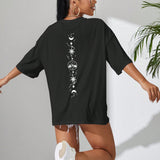 EZwear Camiseta de hombros caidos luna con con estampado de sol