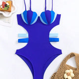 Swim Vcay Banador una pieza push up de color combinado con abertura