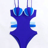 Swim Vcay Banador una pieza push up de color combinado con abertura