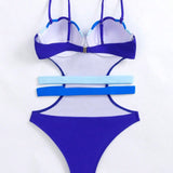 Swim Vcay Banador una pieza push up de color combinado con abertura