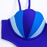 Swim Vcay Banador una pieza push up de color combinado con abertura