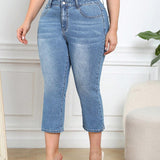 Jeans con bolsillo oblicuo capri amplio