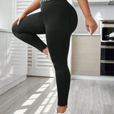 Yoga Basic Leggings deportivos con estampado de letra de cintura ancha