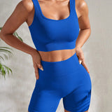 Yoga Basic Conjunto deportivo tejido de canale de cintura ancha