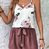 LUNE Top de tirantes con estampado floral & Shorts con cinturon