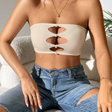 PETITE Top Brasier sin tirantes con abertura delantera