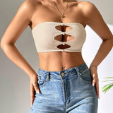 PETITE Top Brasier sin tirantes con abertura delantera