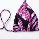 Banador bikini triangulo halter con estampado tropical con cover up