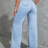 EZwear Jeans Azules De Pierna Ancha Rotos