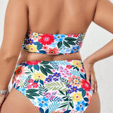 Swim Curve Banador bikini bandeau con estampado tropical