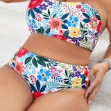 Swim Curve Banador bikini bandeau con estampado tropical