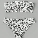 Banador bikini bandeau con estampado de lunares