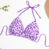 Top bikini triangulo de leopardo halter
