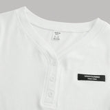 EZwear Plus Letter Patched Detail Half Button Tee