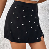 Prive Skort con cuenta de perla bajo con abertura