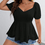 Blusa peplum escote corazon de manga farol