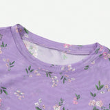 EZwear Top De Malla Con Diseno Floral De Verano Con Bordes De Lechuga