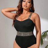 Swim Chicsea Talla grande Banador una pieza con cinta en contraste