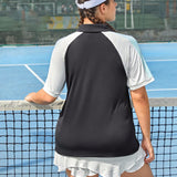 Sport Lifespree Camiseta deportiva de cuello de polo de manga raglan de bloques de color para mujeres, atuendo de tenis
