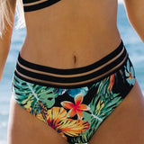 Swim Vcay Bottom de bikini con estampado tropical ribete con malla