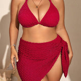 Swim Curve Talla grande Banador bikini triangulo halter con falda de playa