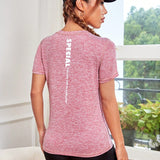 Yoga Trendy Camiseta deportiva con estampado de slogan