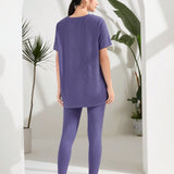 Mulvari Leggings con camiseta con diseno de parche