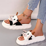 Mujer con diseño de vaca Zapatillas de peluche , preppy interior Chanclas de casa