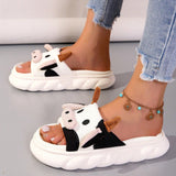 Mujer con diseño de vaca Zapatillas de peluche , preppy interior Chanclas de casa