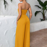 SXY Solid Wide Leg Tube Jumpsuit