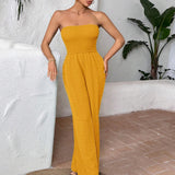 SXY Solid Wide Leg Tube Jumpsuit