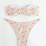 Swim Banador bikini bandeau con estampado floral vinculado con aro