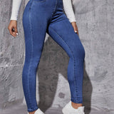 Jeans para mujer Boton Bolsillo Cremallera Liso