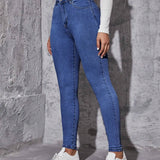 Jeans para mujer Boton Bolsillo Cremallera Liso