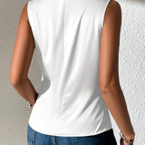 Prive Blusa unicolor de cuello alto sin manga de saten