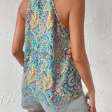 VCAY Blusas de Mujer Abertura Paisley Bohemio