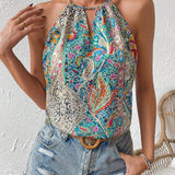 Blusas de Mujer Abertura Paisley Bohemio