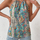 Blusas de Mujer Abertura Paisley Bohemio