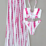 VCAY Banador bikini halter de tie dye con falda de playa