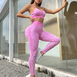 Yoga Trendy Conjunto deportivo con estampado de leopardo de cintura ancha