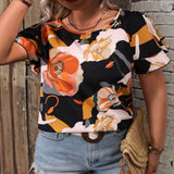 Clasi a grande Blusa con estampado floral de manga mariposa