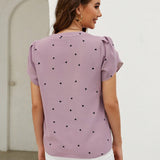 Clasi Blusa con estampado de corazon manga tulipan popover