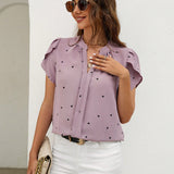 Clasi Blusa con estampado de corazon manga tulipan popover