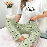 Conjunto de pijama con estampado de panda y slogan