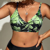 Swim Curve Talla grande Top bikini con estampado tropical