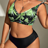 Swim Curve Talla grande Top bikini con estampado tropical