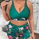 Swim Curve Traje de bano con estampado tropical para playa en verano en talla grande