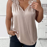 Prive a grande Blusa panel con encaje de saten