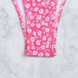 Swim Conjunto de bikini bandeau con cordon decorado con flores