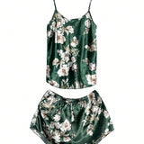 Conjunto de pijama shorts con top de tirantes con estampado floral de Satin